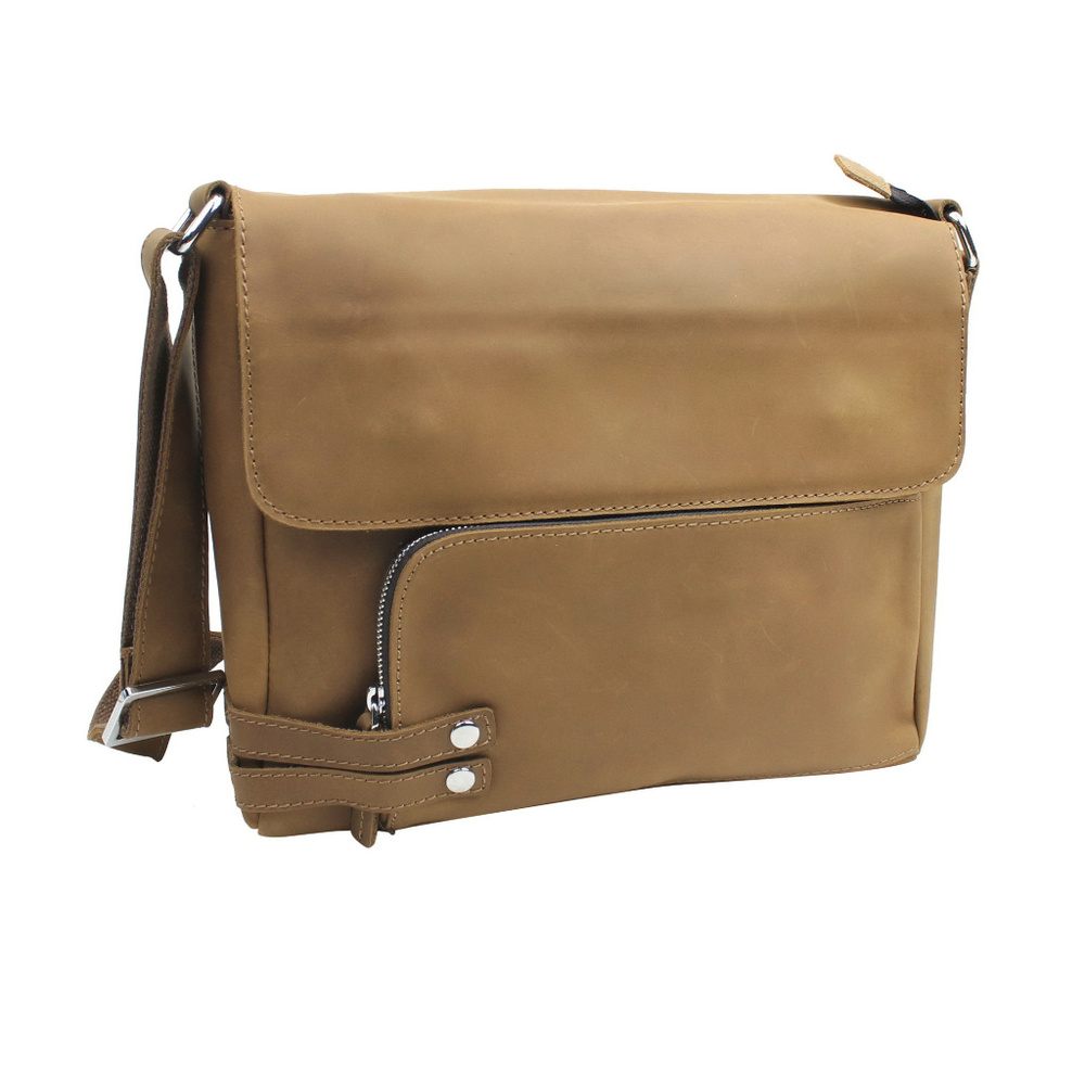 13" Leather Messenger Shoulder Bag  L19BRN